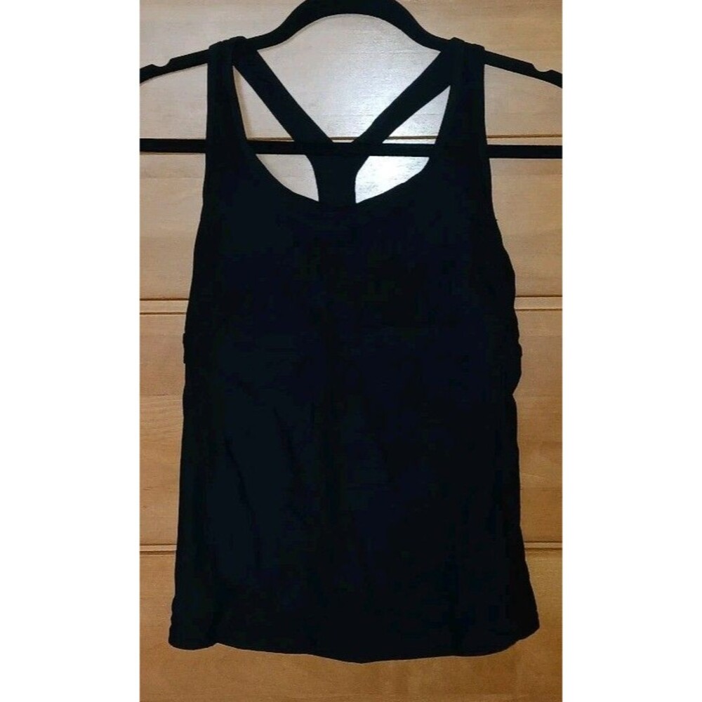 NWT SPORTI Womens M Active Razorback Black Swim Tankini Top ONLY Molded Cups